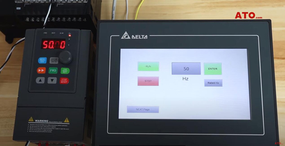 HMI and PLC control VFD