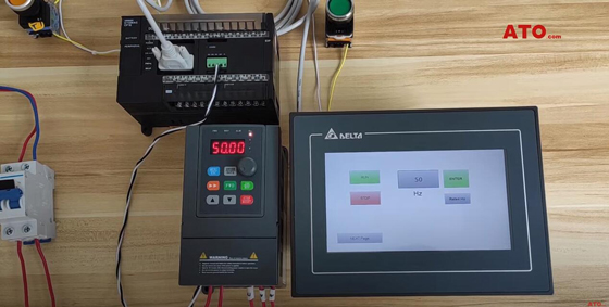 HMI and PLC control VFD