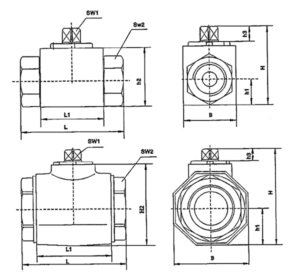 Hydraulic high pressure ball valve dimension