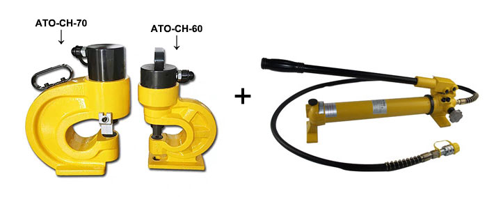 Hydraulic hole punch and hand pump
