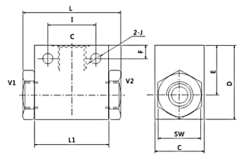 Hydraulic shuttle valve dimension