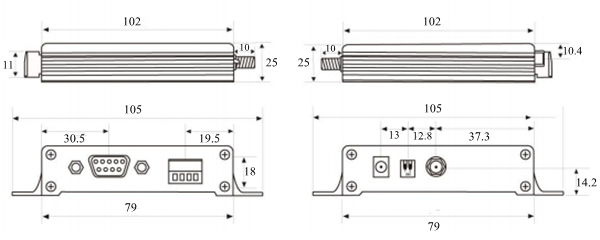 Dimension Drawing of Data Transmission Unit Model 433C37