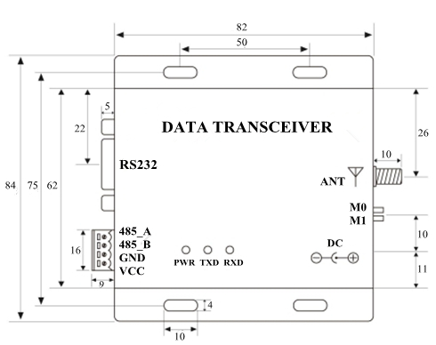 Dimension Drawing of Data Transmission Unit Model 433C30/433C33