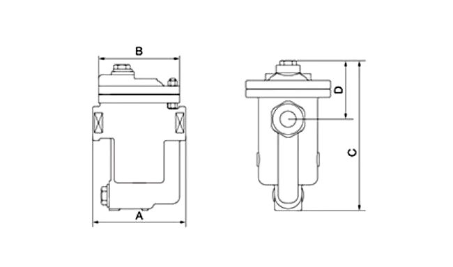 Inverted bucket steam trap dimensions.