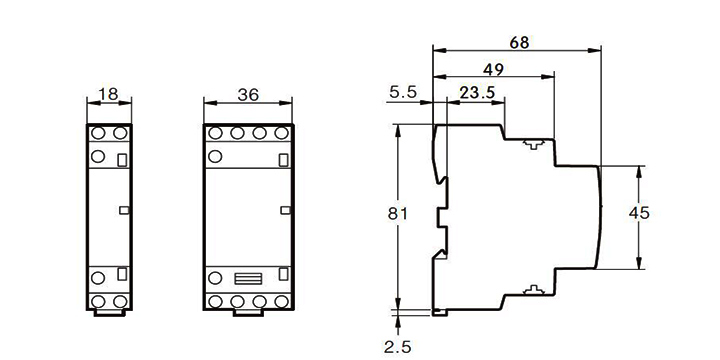 Lighting Contactor Dimension