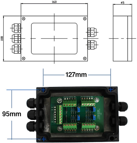 Load cell junction box dimension