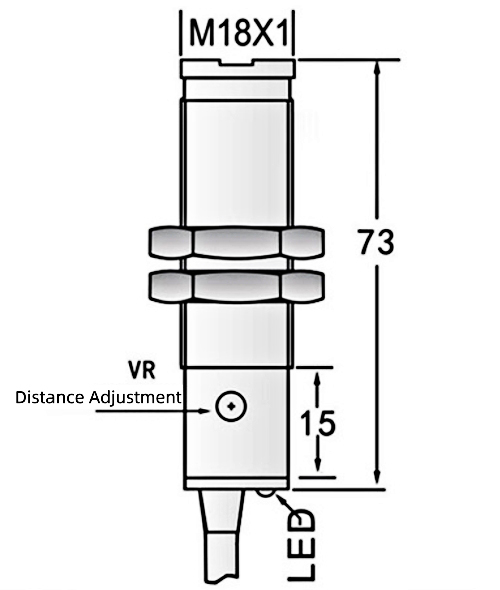M18 photoelectric switch sensor diffuse type dimension