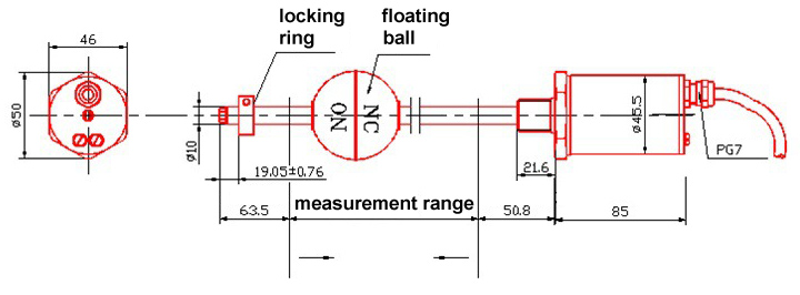magnetostrictive level sensor PG7 connection