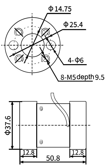 Micro reaction torque sensor 0.5Nm to 150Nm dimension