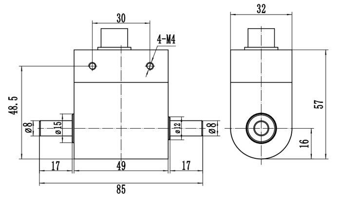 Micro rotary torque sensor 0.1-5 Nm dimension