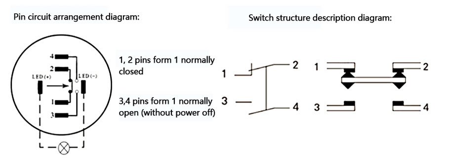 Momentary push button pin circuit arrangement diagram