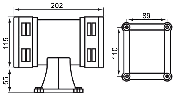 Motor alarm 120dB 110VAC/220VAC dimension