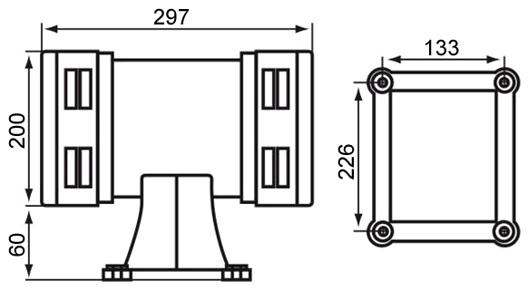 Motor alarm 130dB AC 110V/ AC 220V two-way dimension