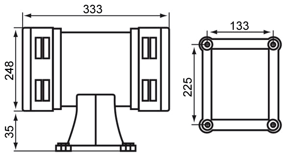 Motor alarm 180dB 220VAC/110VAC dimension