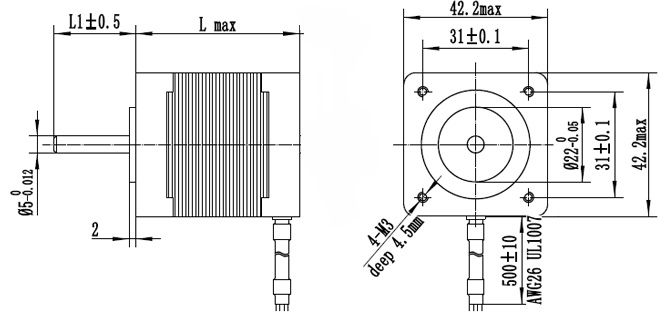 Nema 17 stepper motors dimension