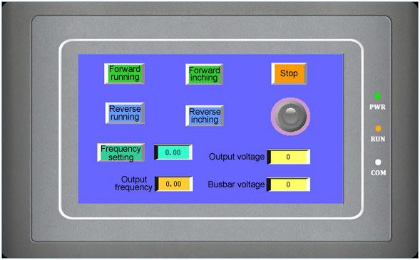 off-line simulation of VFD and HMI touchscreen