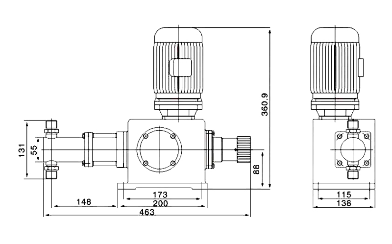 Plunger dosing pump dimension