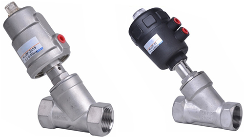 Pneumatic angle seat valve