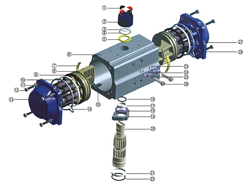 Pneumatic valve actuator details