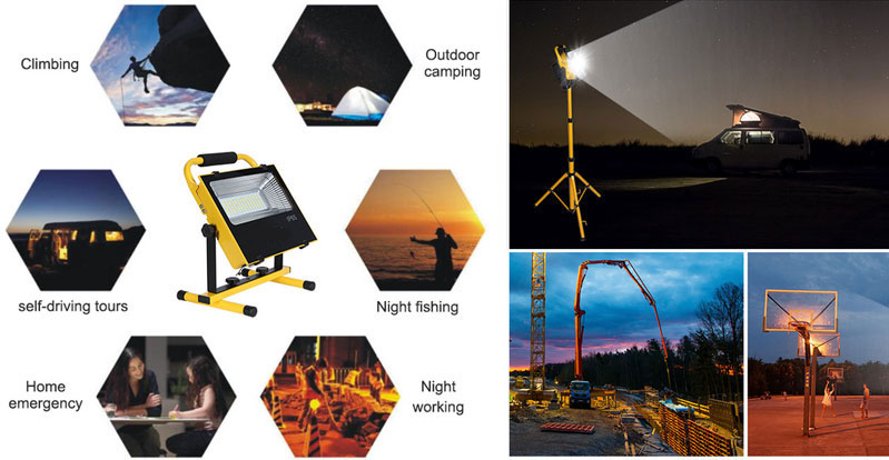 Portable rechargeable flood light applications