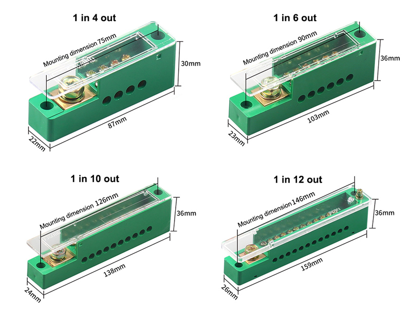 Terminal junction box dimensions