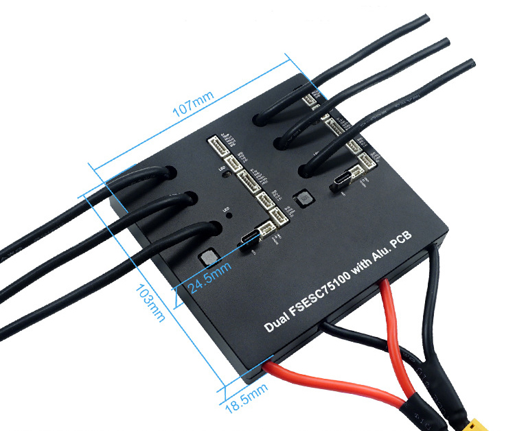 100A/200A 4-20S Electronic Speed Controller Dimension