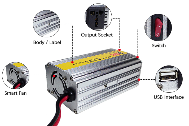 Details of 100W pure sine wave power inverter