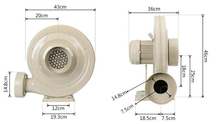 1100W centrifugal fan dimension