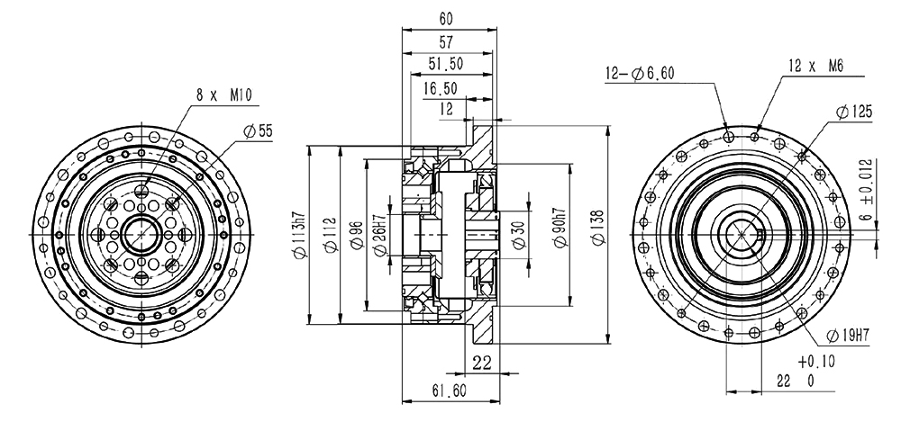 138mm harmonic drive gearbox dimensions.