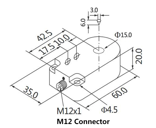 Dimension of 15mm ring type proximity sensor of M12