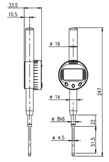 2 inch digital dial indicator dimension