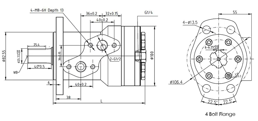 4 bolt flange hydraulic orbital motor