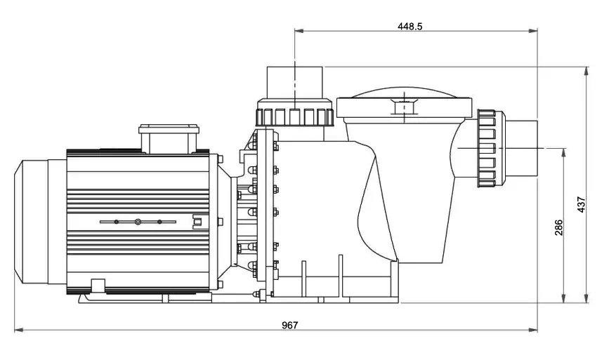 5.5 hp variable speed pool pump dimension