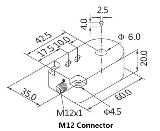 Dimension of 6mm ring type proximity sensor of M12