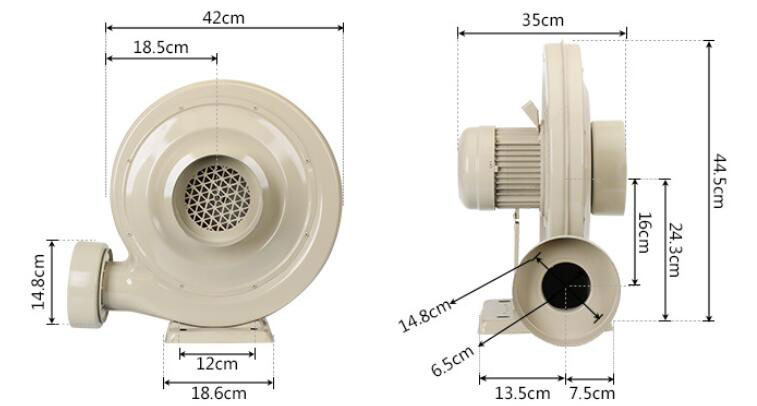 750W centrifugal fan dimension