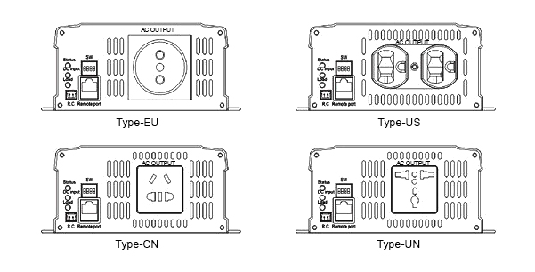 AC output side of 750w pure sine wave power inverter