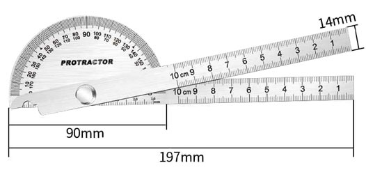 90x150mm Two arm angle protractor dimension