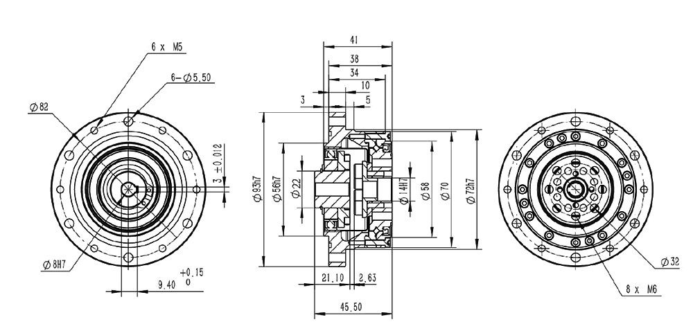 93mm harmonic drive gearbox dimensions.