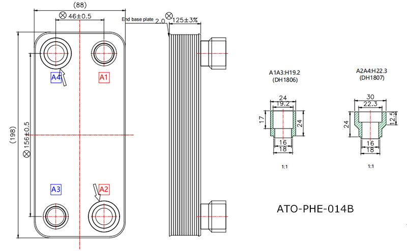 ATO-PHE-014B heat exchanger dimension