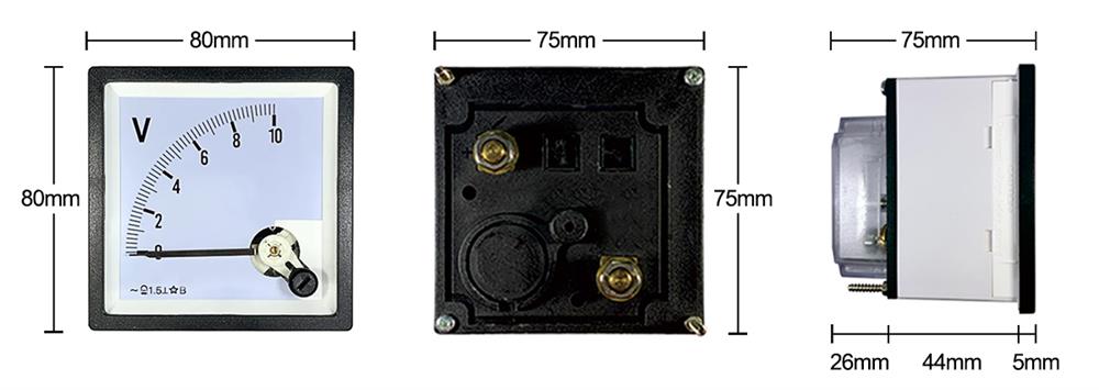 AC analog voltmeter dimensions