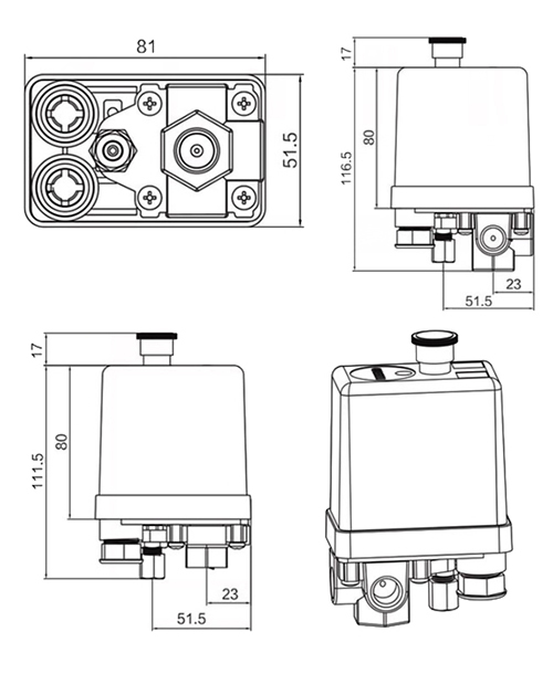 Air compressor pressure switch size 240V
