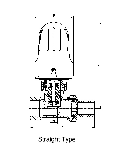 Radiator thermostatic valve dimension