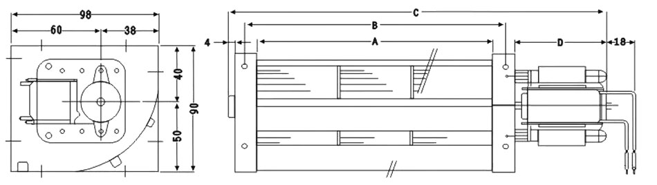 Crossflow fan dimension