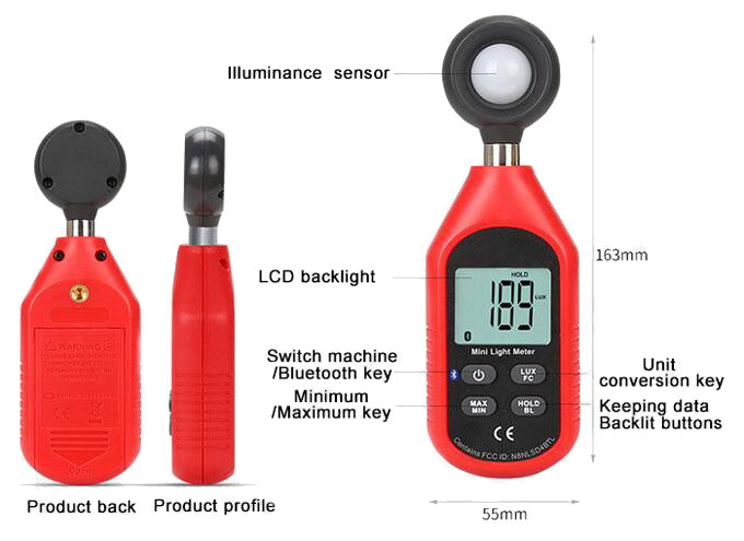 Digital lux light meter dimension