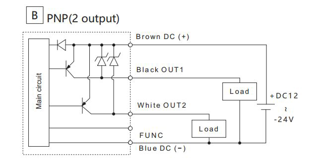 Digital pressure switch wiring diagram of PNP 2 output