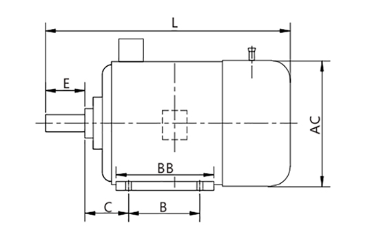 Dimension of 2hp brake motor