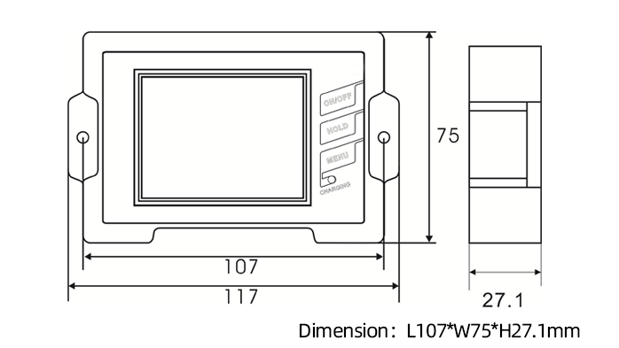 Dimension of digital inclinometer DMI-815