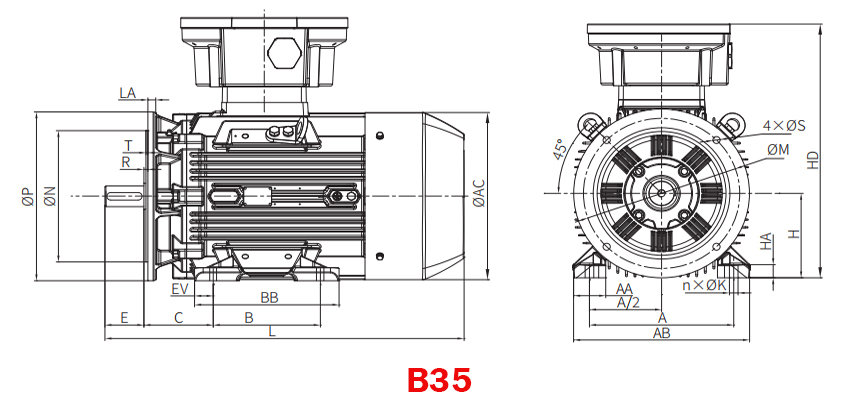 Dimension of explosion proof of B35