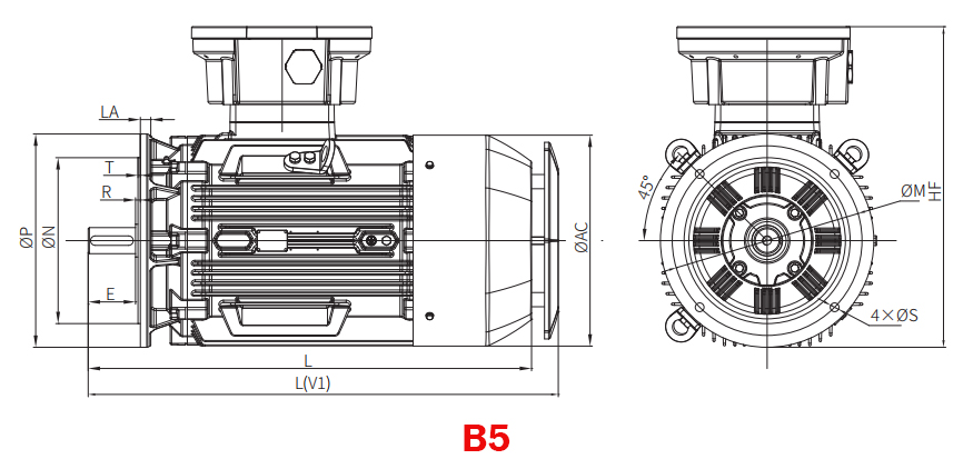 Dimension of explosion proof of B5