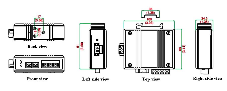 Dimension of serial to fiber converter